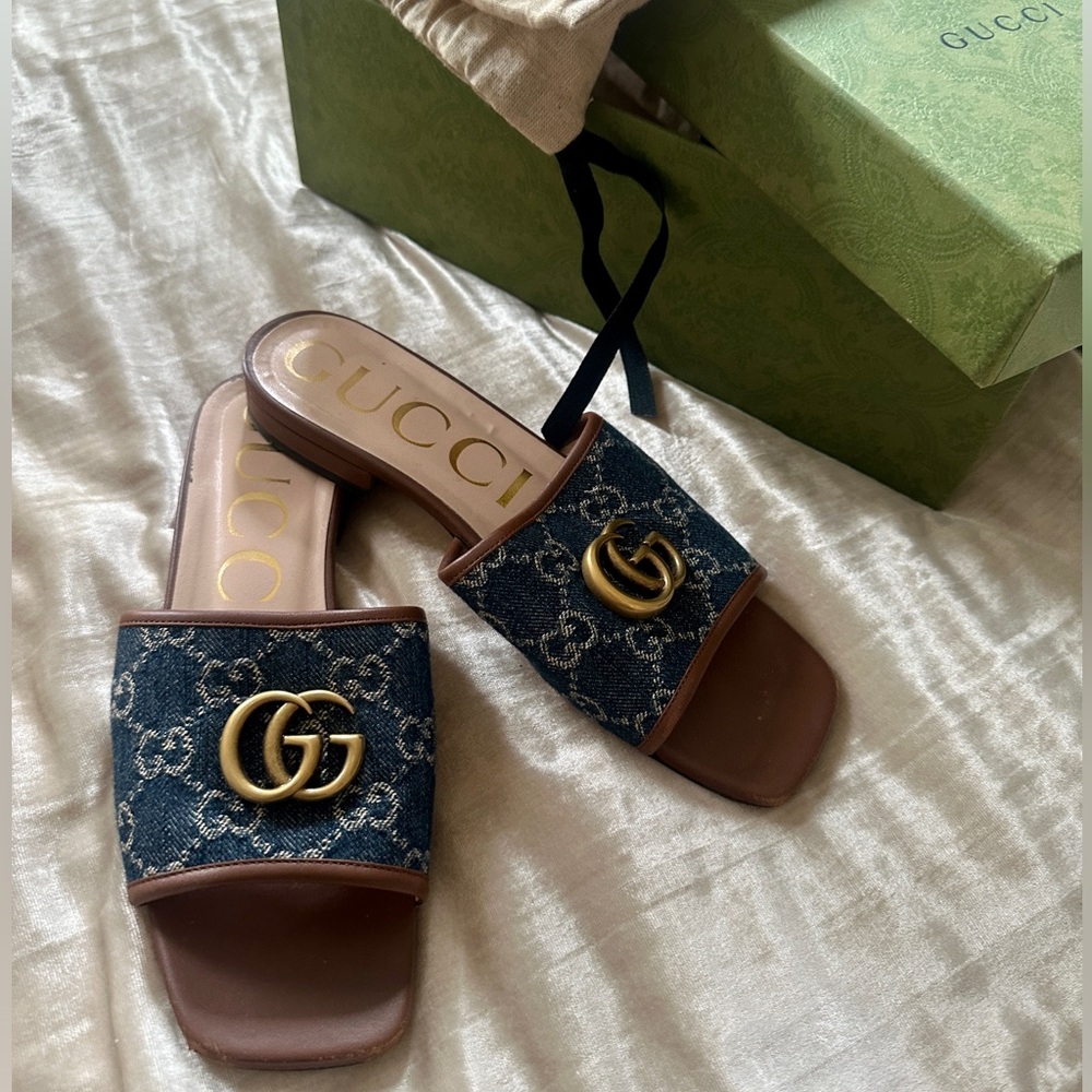 Gucci Denim logo Sandals